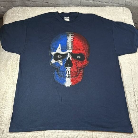 Texan Skull Tee T-Shirt size XL Navy Red NWOT New Without Tags - Picture 12 of 16